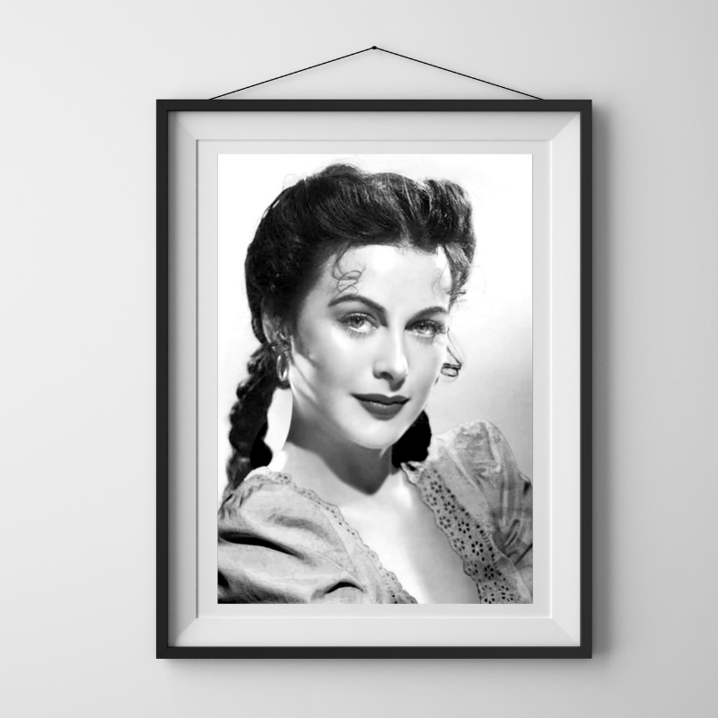 This beautiful Hedy Lamarr Retro Canvas Wall Art celebrates the life and legacy of the iconic Austro-Hungarian American actress and inventor. Imagery from her 1935 film Ecstasy is printed in stunning detail, perfect for any fan of Golden Age Hollywood. This canvas art is the perfect way to honor her memory.