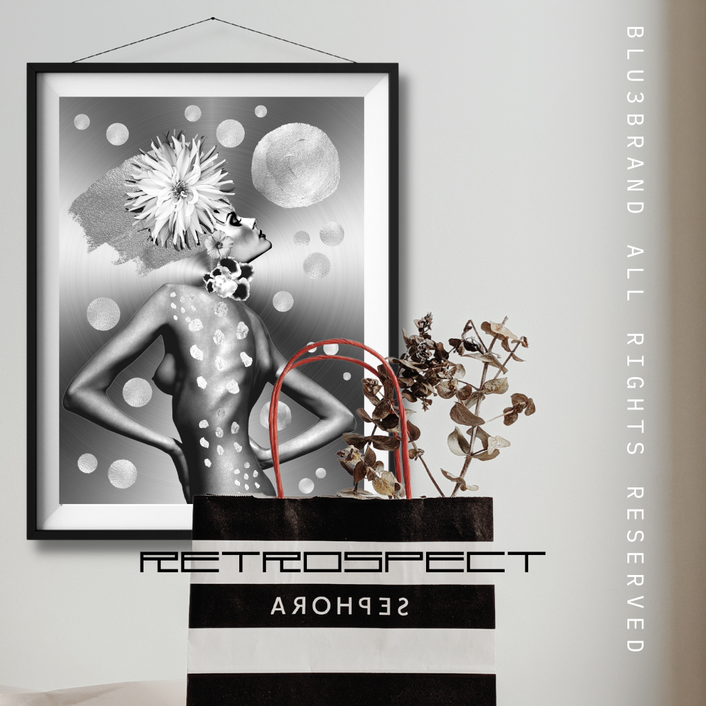 RETROSPECT is a work of art commemorating the symbolism of people walking through life looking backward, forgetting that they are walking "naked" and vulnerable. Drawing from the allegory's many mythological, philosophical, and religious interpretations, RETROSPECT allows us to reimagine the experience and reflect on our own lives.  THIS ARTWORK IS A BLU3BRAND, LLC  COPYRIGHTED EXCLUSIVE, DO NOT DUPLICATE IT WITHOUT PERMISSION.